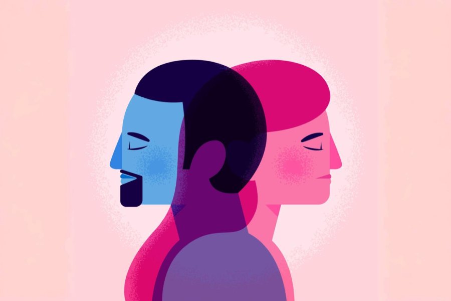 Grafička ilustracija ženskog i muškog pola.