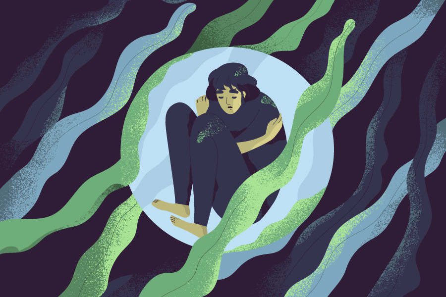 Ilustracija usamljene i introvertne osobe.