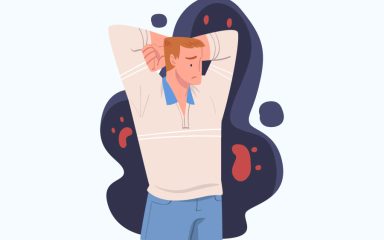 Ilustracija coveka koga muce misli.